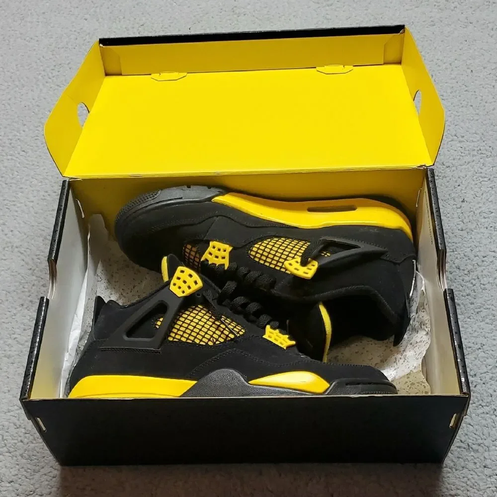 Jordan Air 4 Retro Black and Tour Yellow Mens Size 8.5 Womens 10
